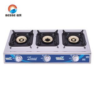 Mejor calidad acero inoxidable Panel tres grandes quemadores cocina a Gas sobremesa