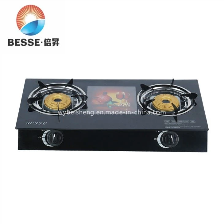 Red Rose& Wine Tempered Glass Panei With 2 Burners(ZG-3080J)